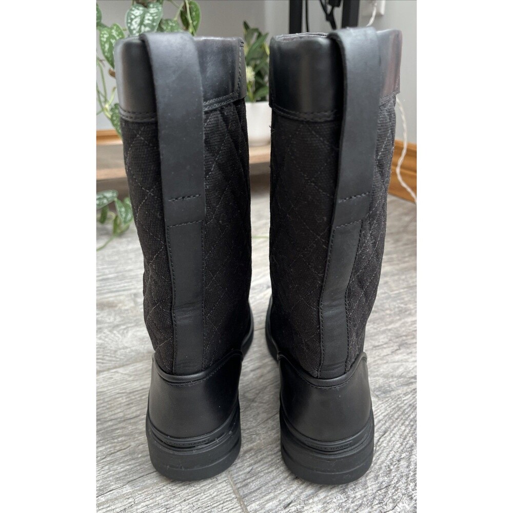 Cole Haan Quilted Women’s Pull  On Mid-Calf Boots Black Leather 7.5 Waterproof - Picture 5 of 13